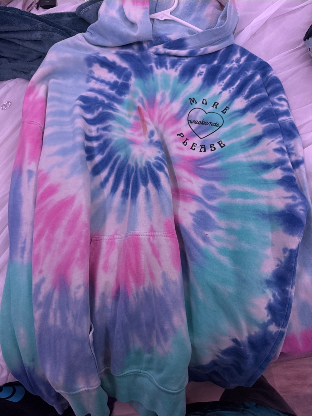Justice Tie-Dye Hoodie in Pink, Blue, Teal